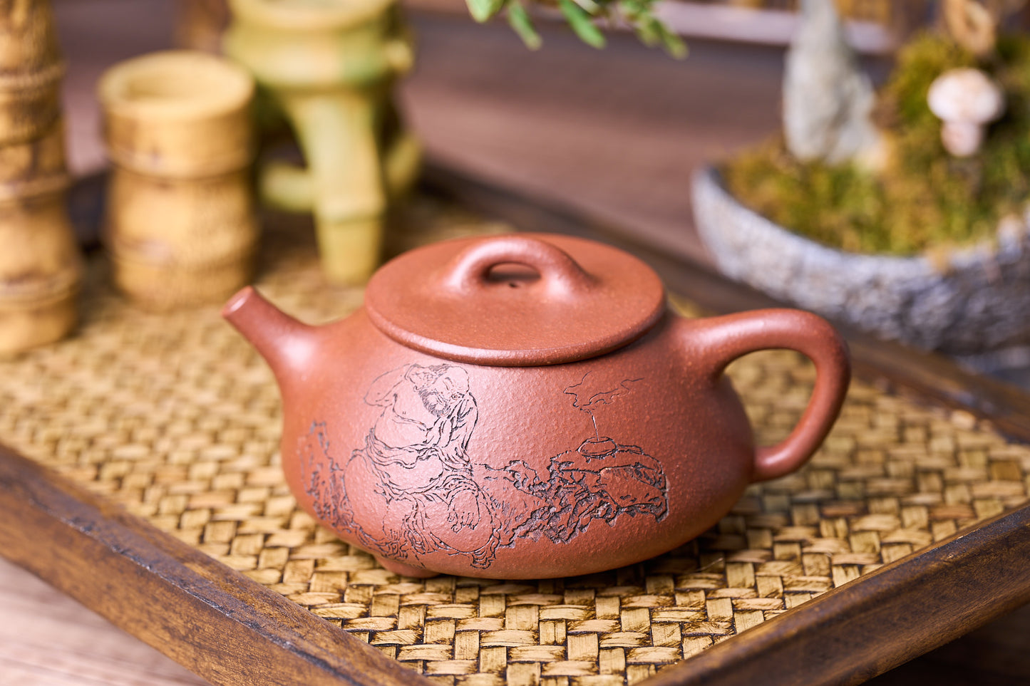 "Caviar" Clay "Shi Piao" 石瓢 찻주전자, 고급 장인 Chu GuoFeng이 조각한 불교 아라한 储国峰