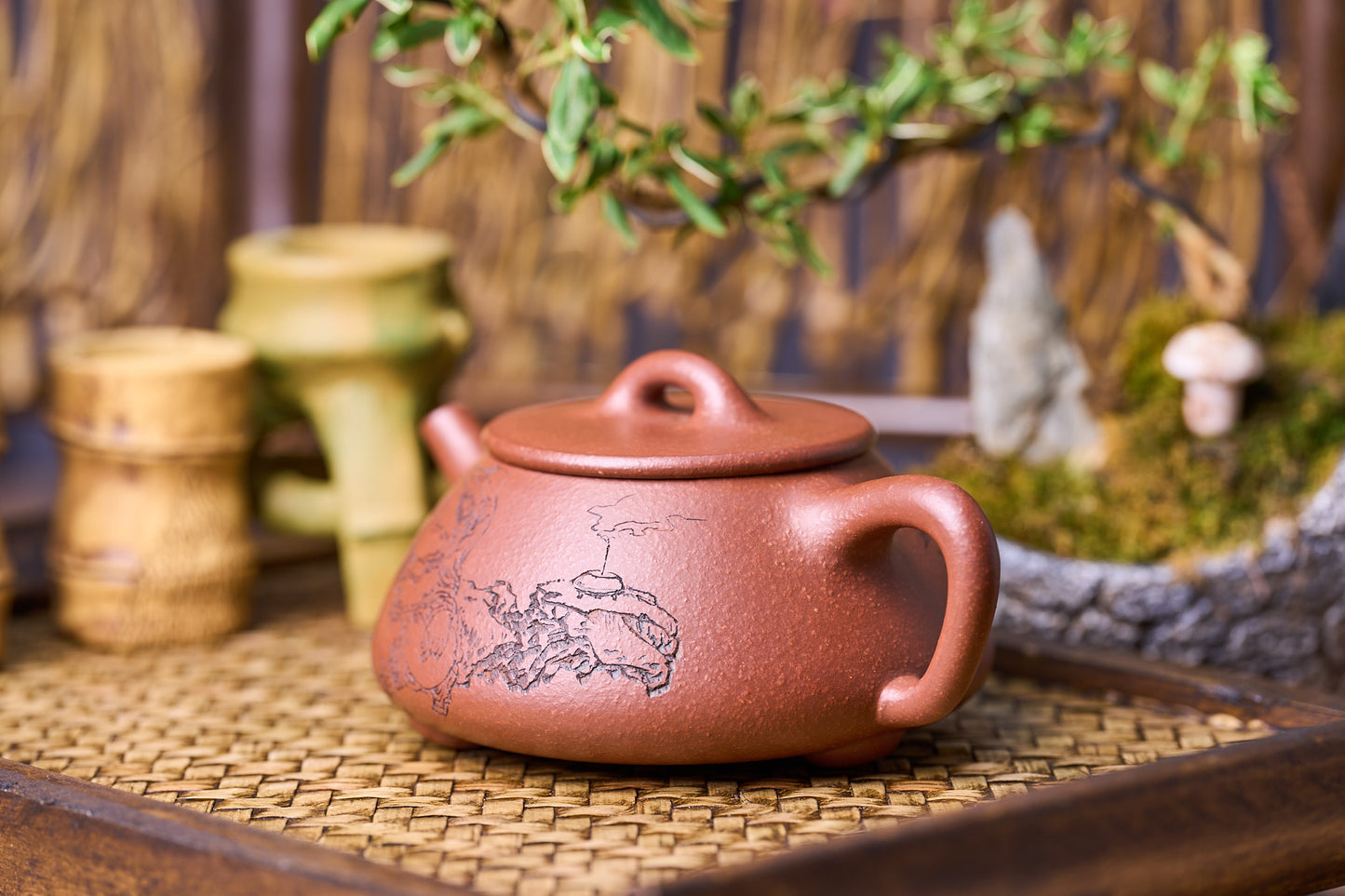 "Caviar" Clay "Shi Piao" 石瓢 찻주전자, 고급 장인 Chu GuoFeng이 조각한 불교 아라한 储国峰