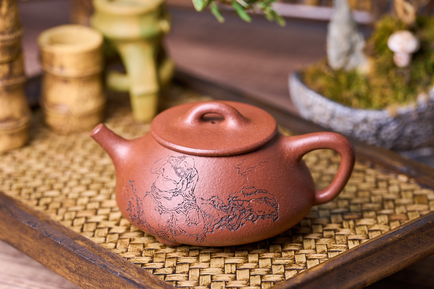 "Caviar" Clay "Shi Piao" 石瓢 Teapot, Buddist Arhat Sculptured by High Level Craftsman Chu GuoFeng 储国峰