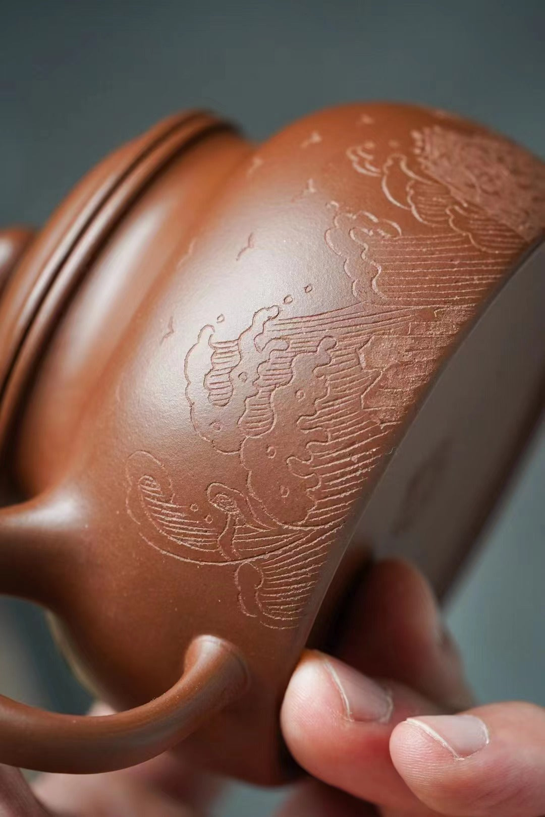 180cc 숙성된 자주색 점토 찻주전자 "Huai Ying" 찻주전자